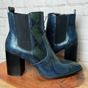 Scoop NYC Stefani Chelsea Heeled Boots in Navy Snake